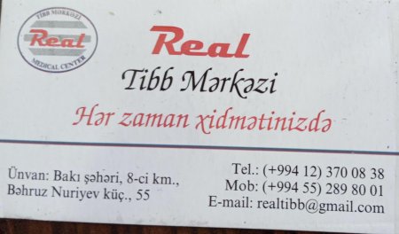 “REAL” Tibb Mərkəzi - Hər zaman xidmətinizdə